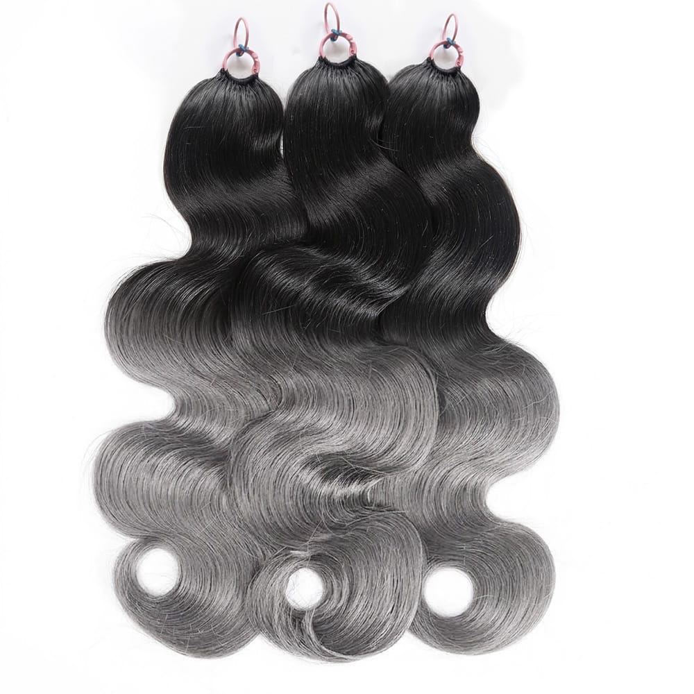 Body Wave Hair Bundles / Feather Hair Extensions — 100% Virgin Human Hair / Dark Roots LINKTOWIG