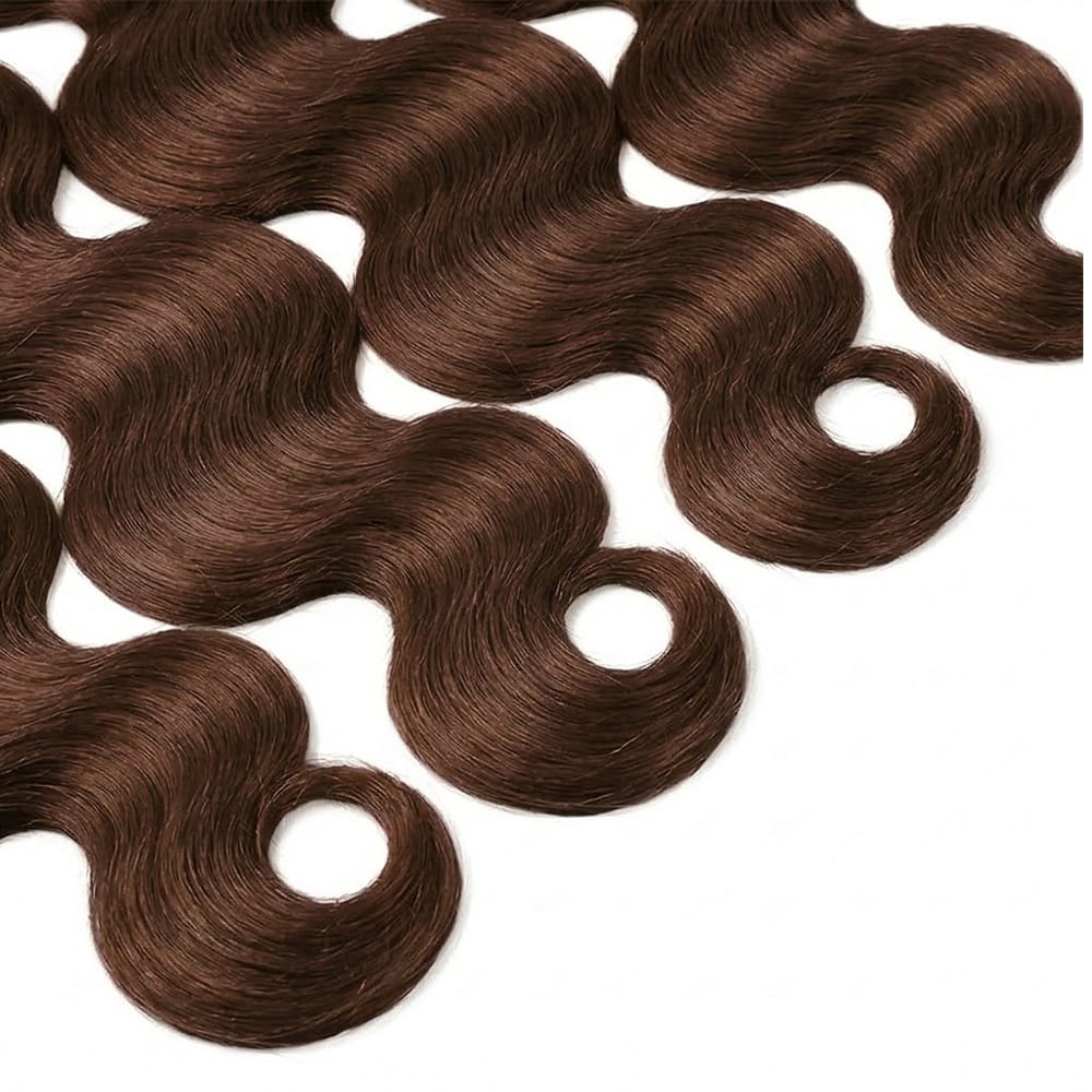 Body Wave Hair Bundles / Feather Hair Extensions — 100% Virgin Human Hair / Espresso Brown LINKTOWIG