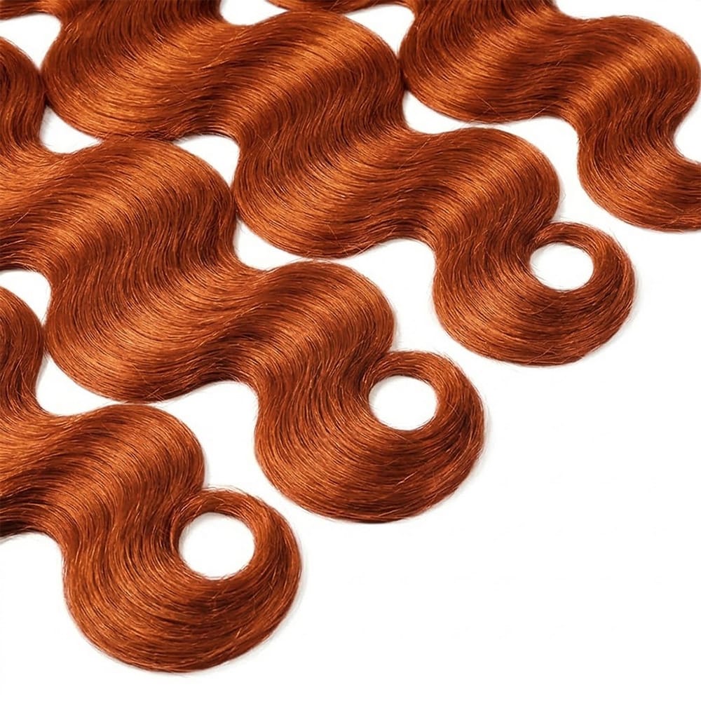 Body Wave Hair Bundles / Feather Hair Extensions — 100% Virgin Human Hair / Ginger Orange LINKTOWIG