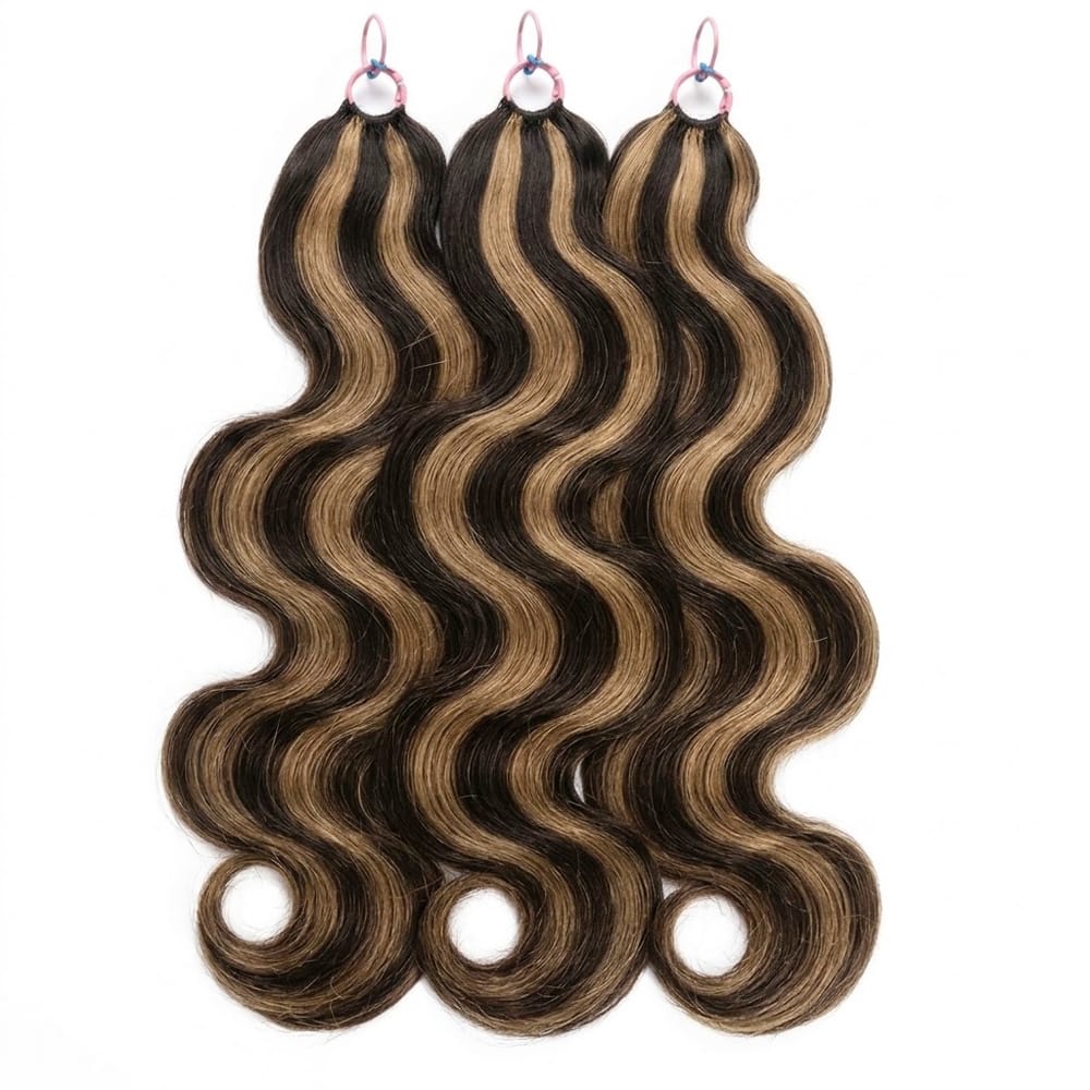 Body Wave Hair Bundles / Feather Hair Extensions — 100% Virgin Human Hair / Honey Blonde Highlights LINKTOWIG