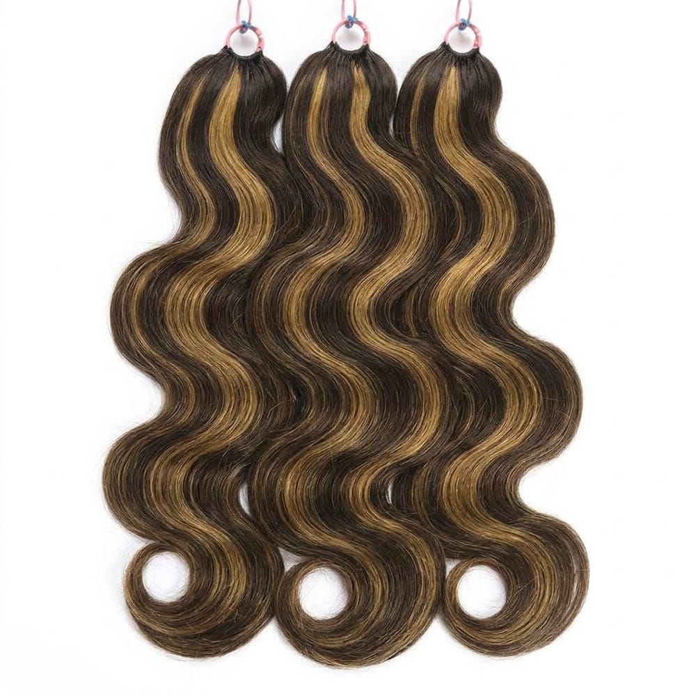 Body Wave Hair Bundles / Feather Hair Extensions — 100% Virgin Human Hair / Honey Blonde Highlights LINKTOWIG