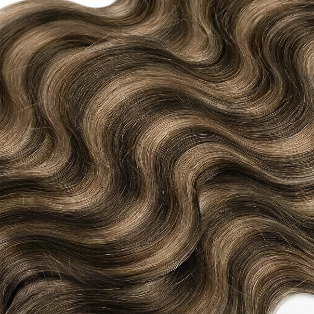 Body Wave Hair Bundles / Feather Hair Extensions — 100% Virgin Human Hair / Medium Chestnut Brown LINKTOWIG