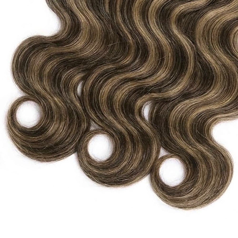 Body Wave Hair Bundles / Feather Hair Extensions — 100% Virgin Human Hair / Medium Chestnut Brown LINKTOWIG