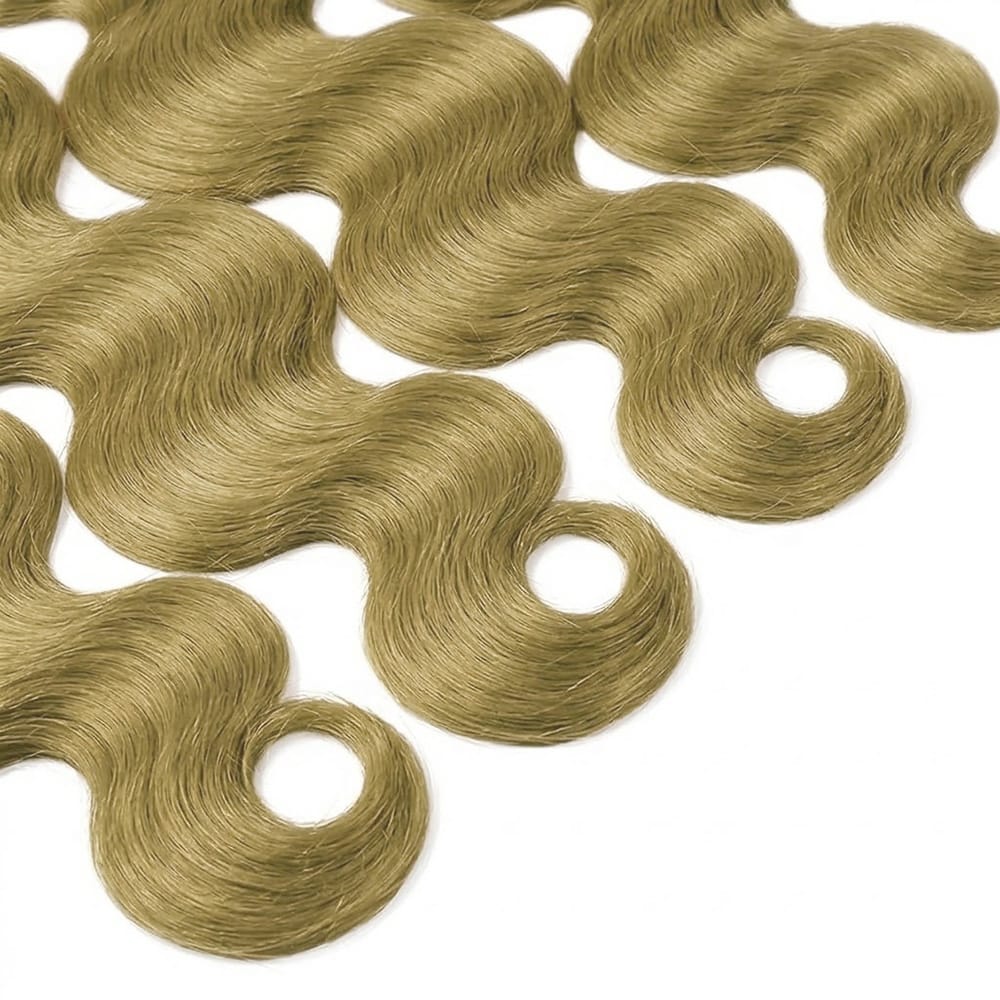 Body Wave Hair Bundles / Feather Hair Extensions — 100% Virgin Human Hair / Olive Green Blonde LINKTOWIG