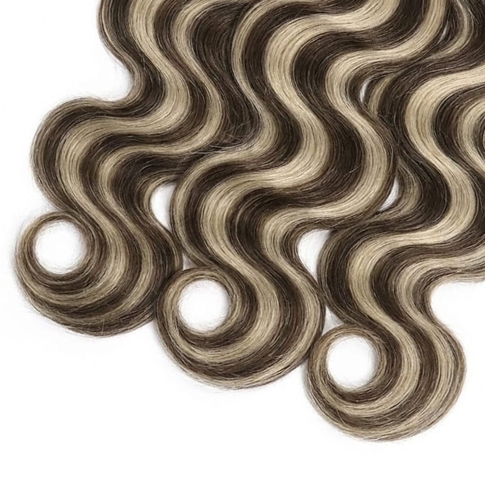 Body Wave Hair Bundles / Feather Hair Extensions — 100% Virgin Human Hair / Piano Highlight Silver Grey LINKTOWIG