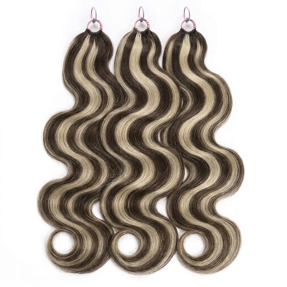 Body Wave Hair Bundles / Feather Hair Extensions — 100% Virgin Human Hair / Piano Highlight Silver Grey LINKTOWIG