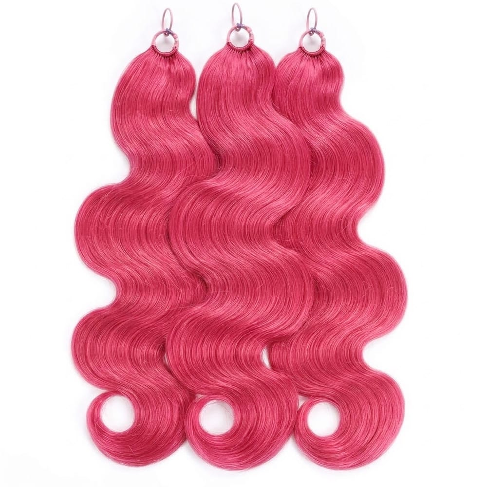 Body Wave Hair Bundles / Feather Hair Extensions — 100% Virgin Human Hair / pink LINKTOWIG