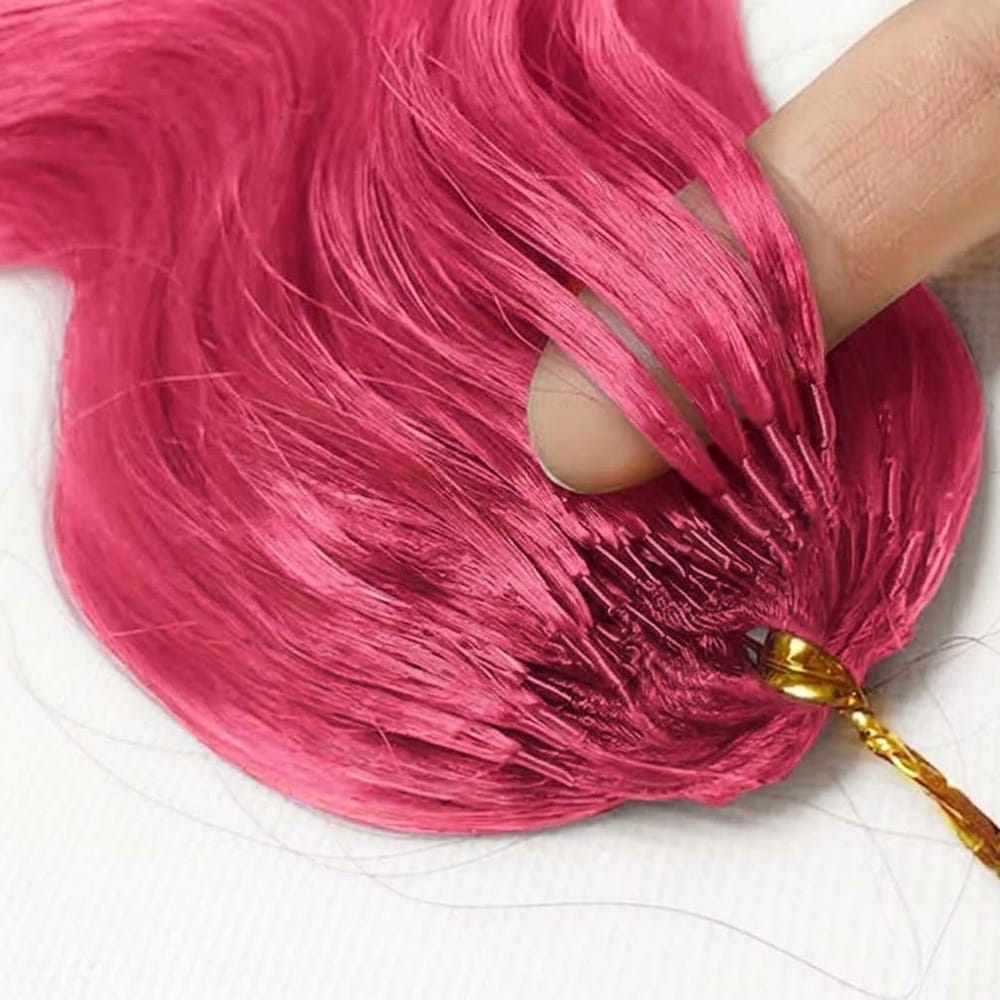 Body Wave Hair Bundles / Feather Hair Extensions — 100% Virgin Human Hair / pink LINKTOWIG