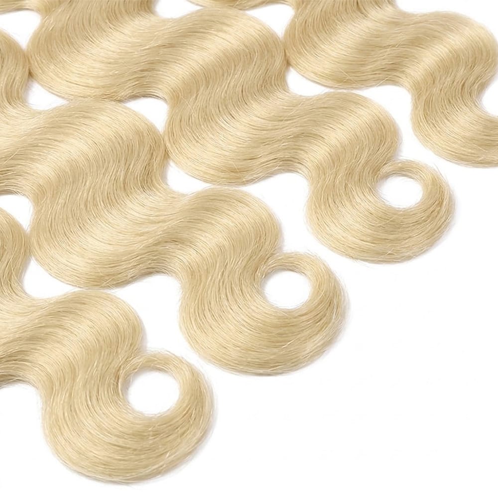 Body Wave Hair Bundles / Feather Hair Extensions — 100% Virgin Human Hair / Platinum Blonde LINKTOWIG