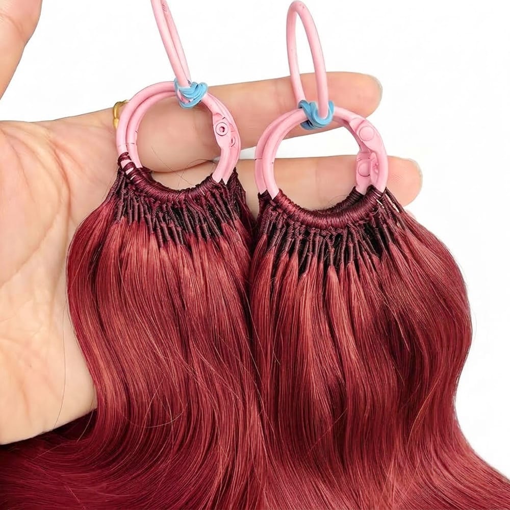 Body Wave Hair Bundles / Feather Hair Extensions — 100% Virgin Human Hair / Ruby Red LINKTOWIG