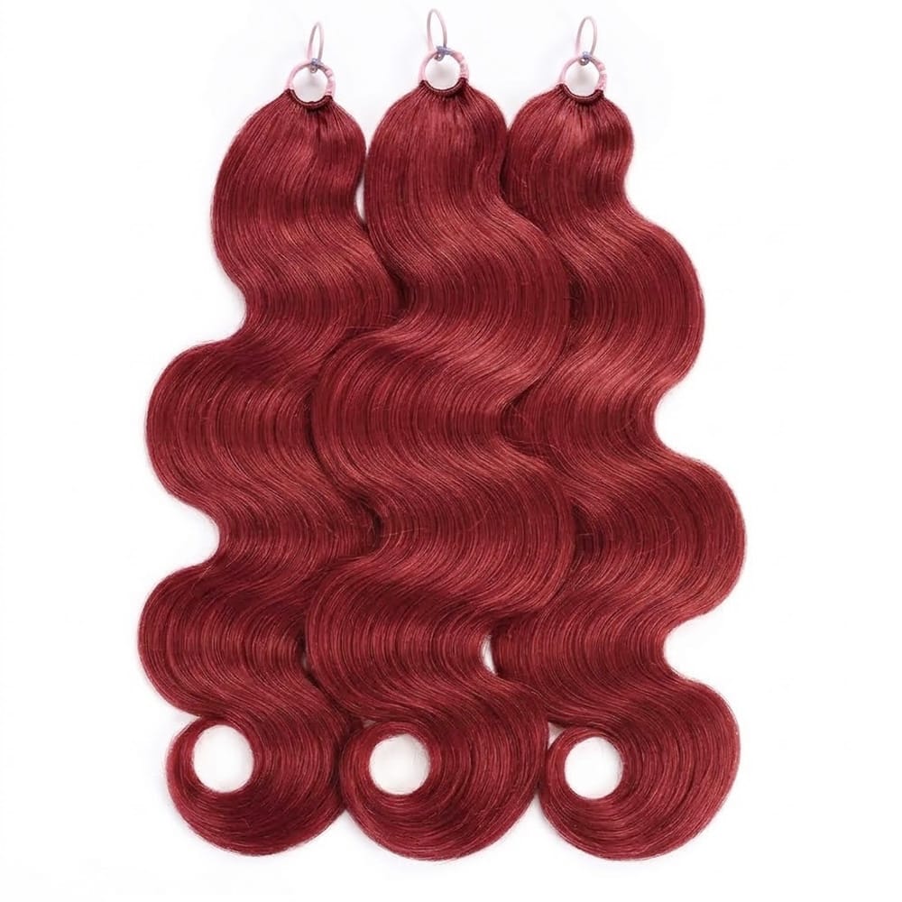 Body Wave Hair Bundles / Feather Hair Extensions — 100% Virgin Human Hair / Ruby Red LINKTOWIG