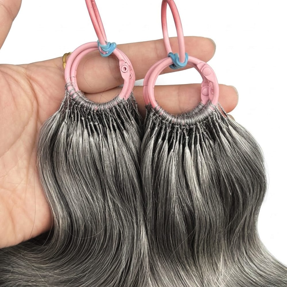 Body Wave Hair Bundles / Feather Hair Extensions — 100% Virgin Human Hair / Silver Grey LINKTOWIG