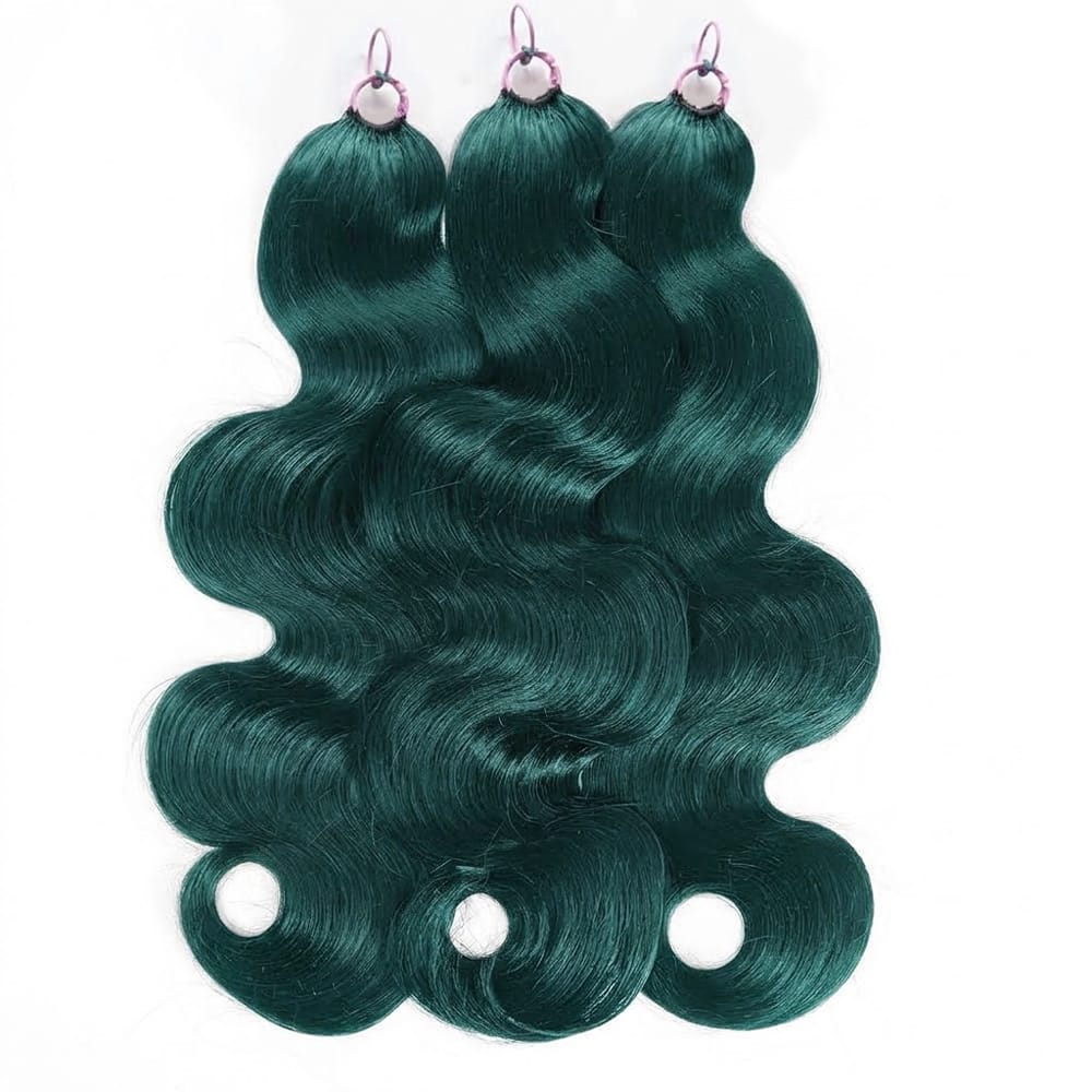 Body Wave Hair Bundles / Feather Hair Extensions — 100% Virgin Human Hair / Teal Green LINKTOWIG