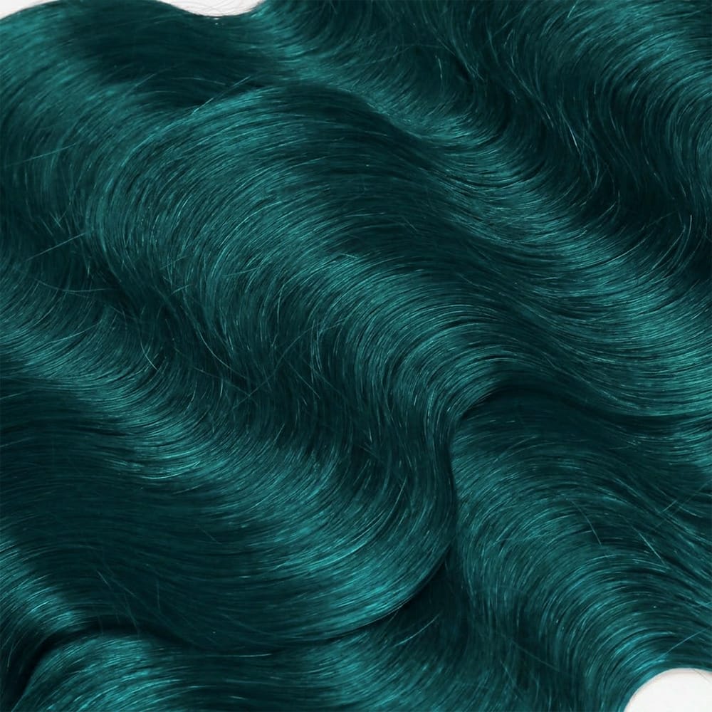 Body Wave Hair Bundles / Feather Hair Extensions — 100% Virgin Human Hair / Teal Green LINKTOWIG