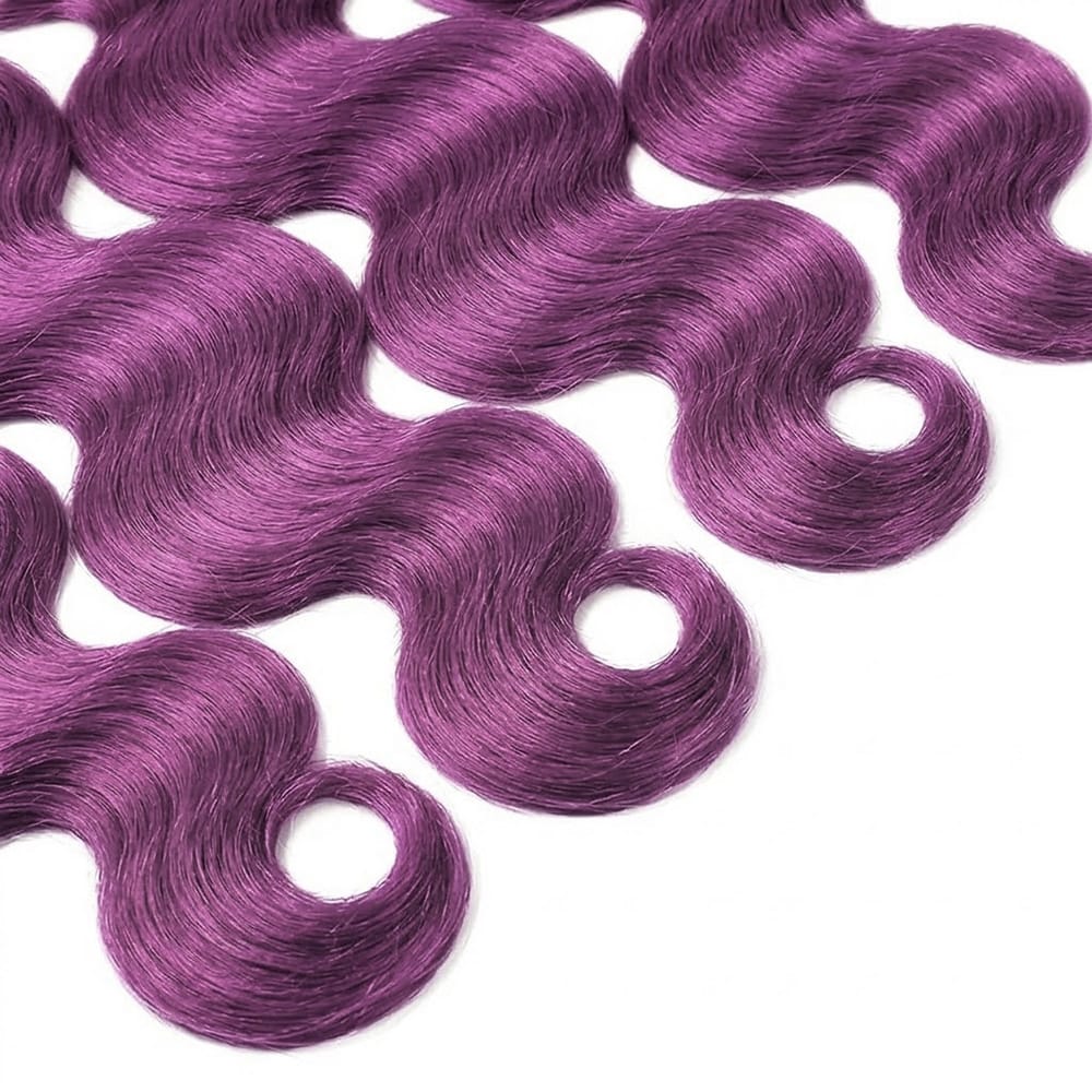 Body Wave Hair Bundles / Feather Hair Extensions — 100% Virgin Human Hair / Violet Purple LINKTOWIG