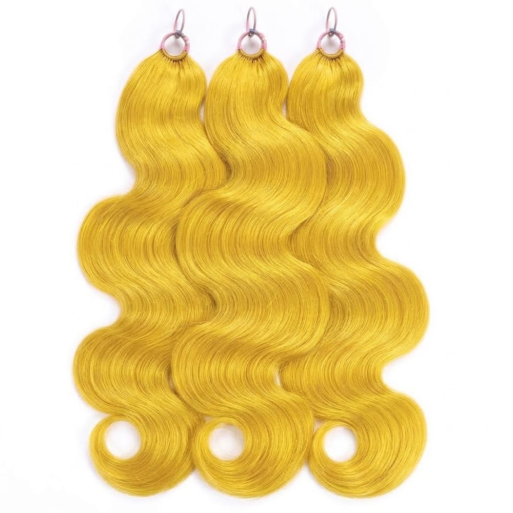 Body Wave Hair Bundles / Feather Hair Extensions — 100% Virgin Human Hair / Yellow LINKTOWIG