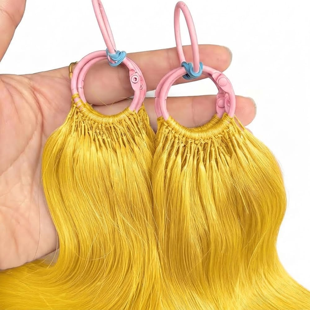 Body Wave Hair Bundles / Feather Hair Extensions — 100% Virgin Human Hair / Yellow LINKTOWIG