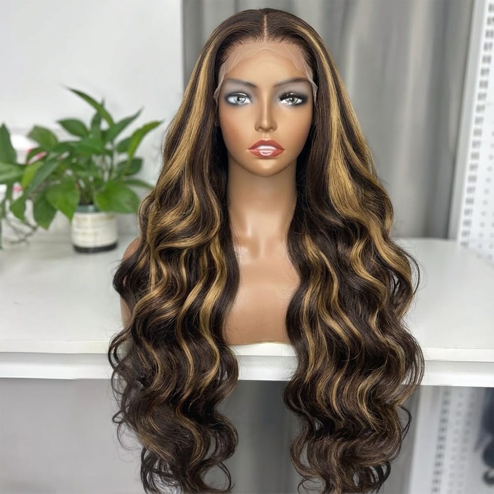 Body Wave HD Lace Super Natural Lace Frontal Human Hair Wigs aramel Balayage Highlights LINKTOWIG
