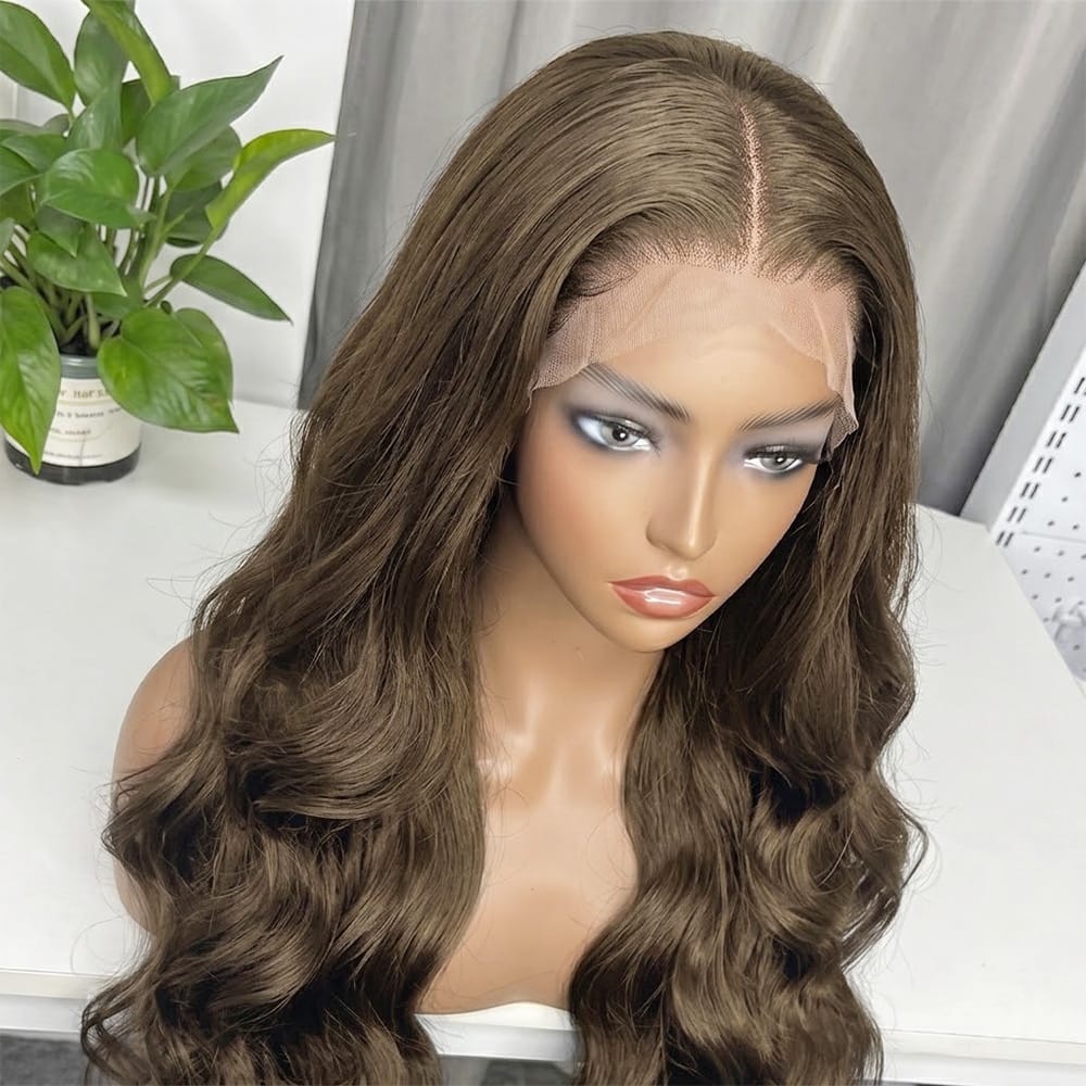 Body Wave HD Lace Super Natural Lace Frontal Human Hair Wigs Ash Brown LINKTOWIG