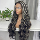 Body Wave HD Lace Super Natural Lace Frontal Human Hair Wigs Black and grey blended highlights LINKTOWIG