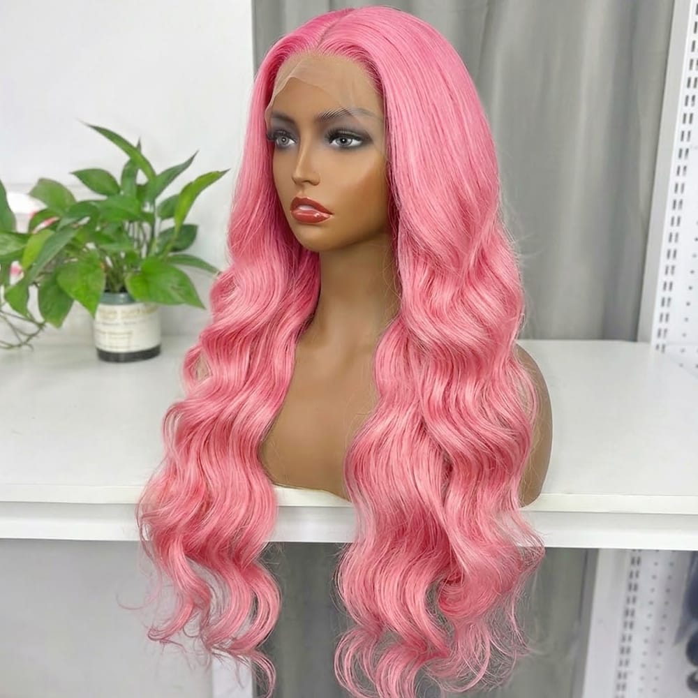 Body Wave HD Lace Super Natural Lace Frontal Human Hair Wigs Bubblegum Pink LINKTOWIG