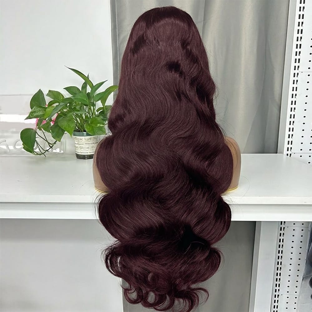 Body Wave HD Lace Super Natural Lace Frontal Human Hair Wigs Burgundy LINKTOWIG
