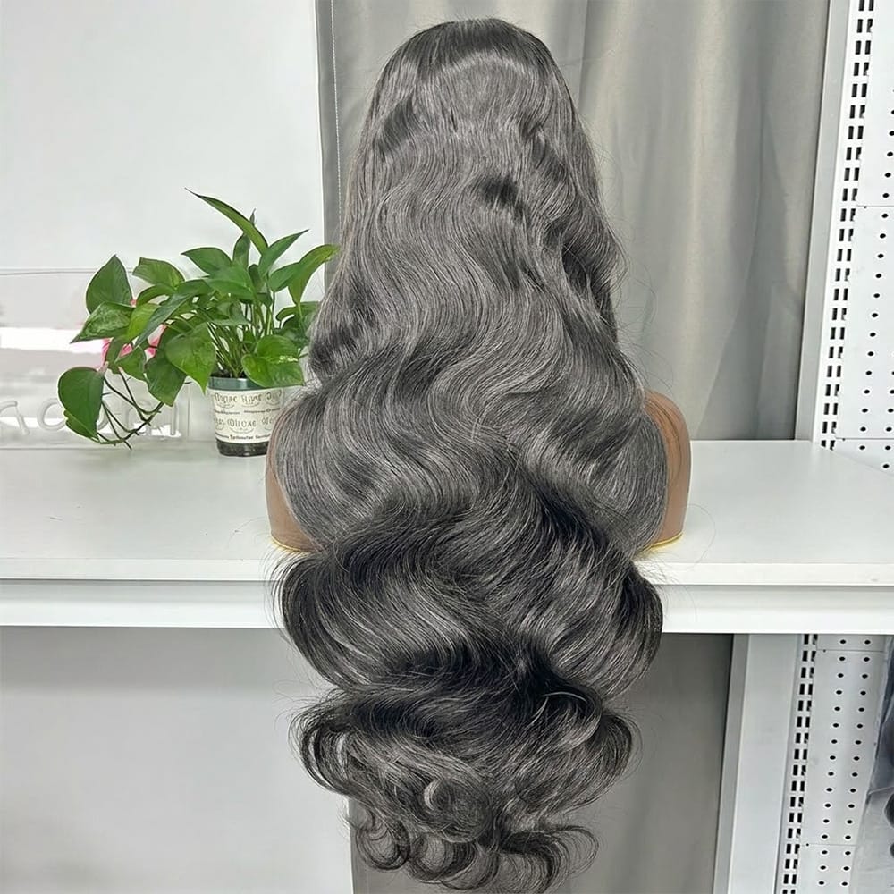 Body Wave HD Lace Super Natural Lace Frontal Human Hair Wigs Charcoal Grey LINKTOWIG