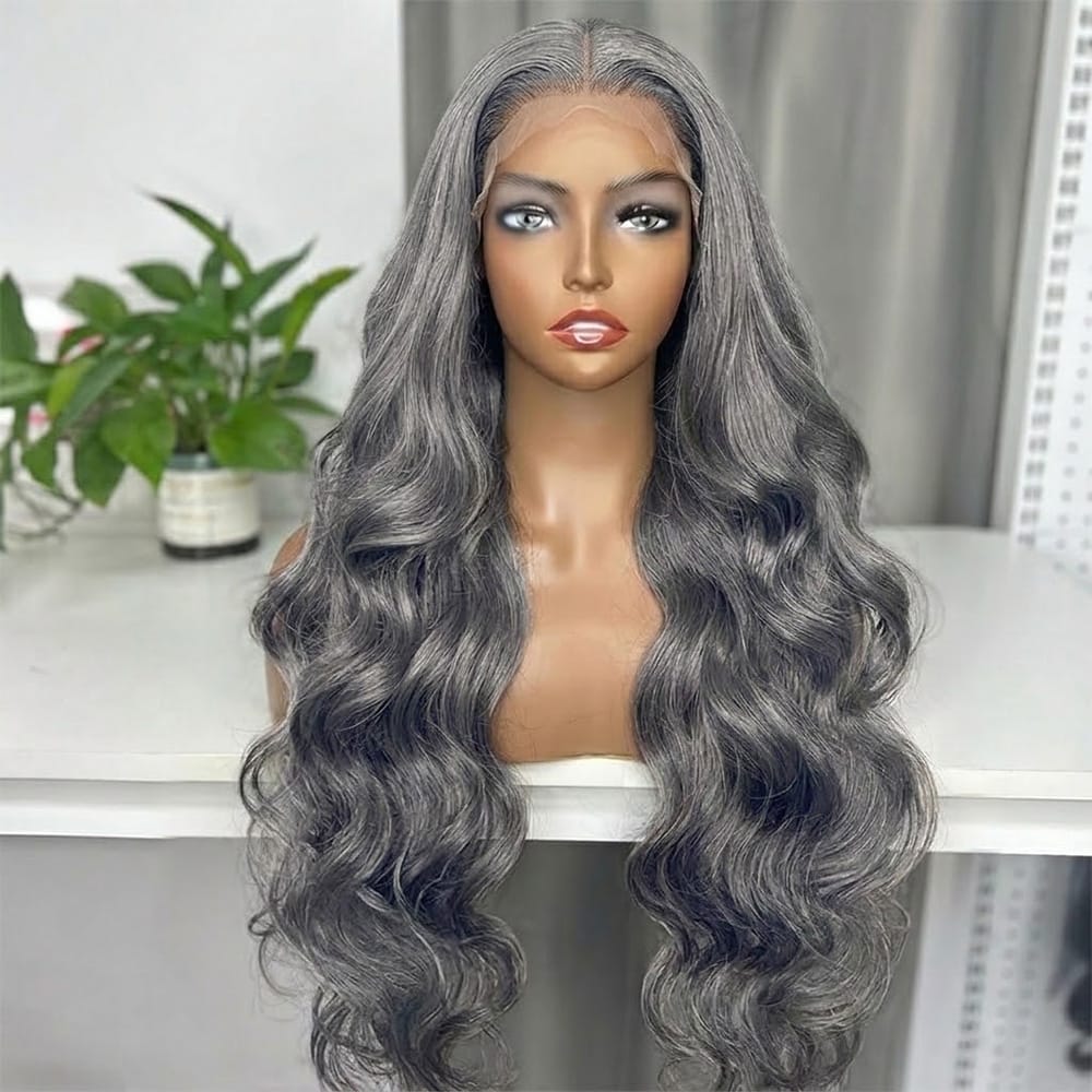 Body Wave HD Lace Super Natural Lace Frontal Human Hair Wigs Charcoal Grey LINKTOWIG