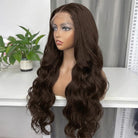 Body Wave HD Lace Super Natural Lace Frontal Human Hair Wigs Chocolate Brown LINKTOWIG