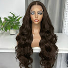 Body Wave HD Lace Super Natural Lace Frontal Human Hair Wigs Chocolate Brown LINKTOWIG