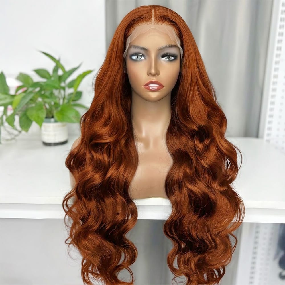 Body Wave HD Lace Super Natural Lace Frontal Human Hair Wigs Copper Orange LINKTOWIG