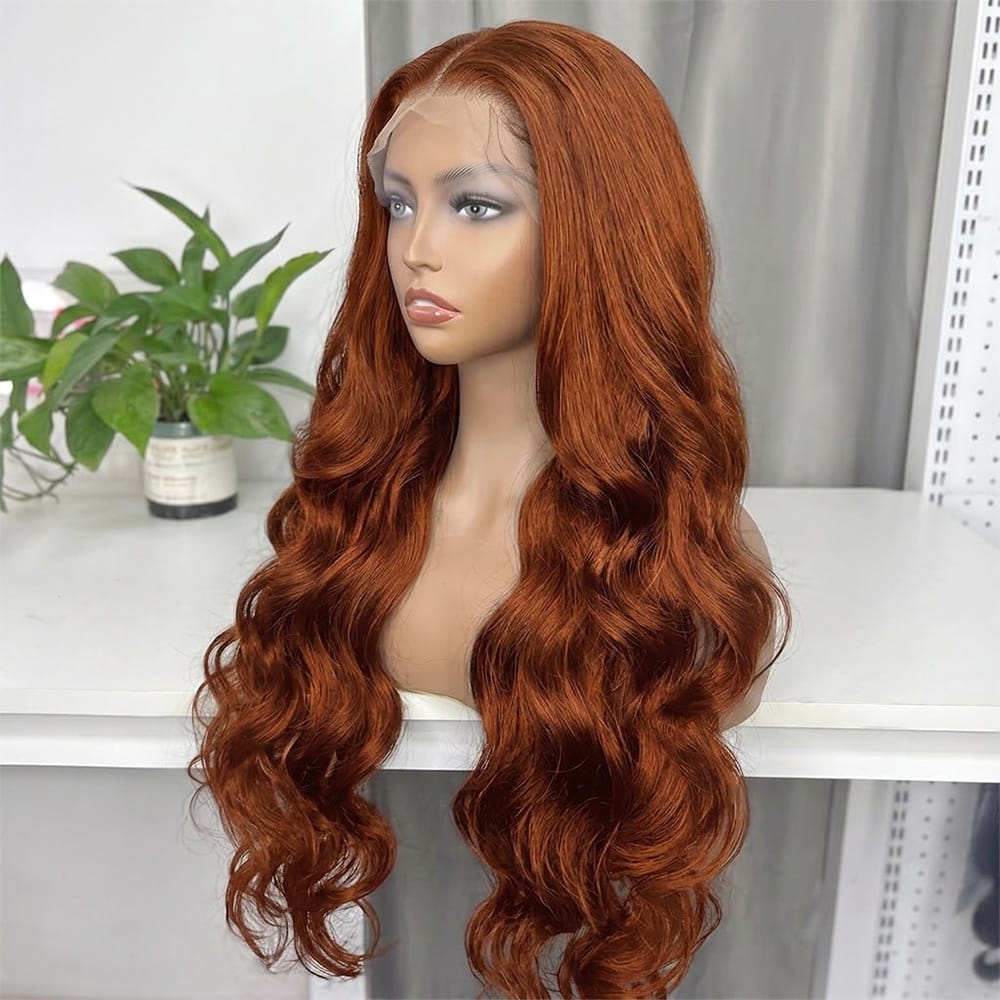 Body Wave HD Lace Super Natural Lace Frontal Human Hair Wigs Copper Orange LINKTOWIG