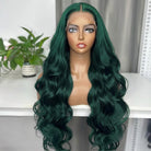 Body Wave HD Lace Super Natural Lace Frontal Human Hair Wigs Dark Emerald Green LINKTOWIG