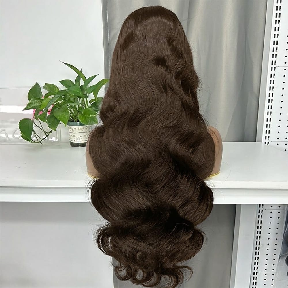 Body Wave HD Lace Super Natural Lace Frontal Human Hair Wigs Espresso Brown LINKTOWIG