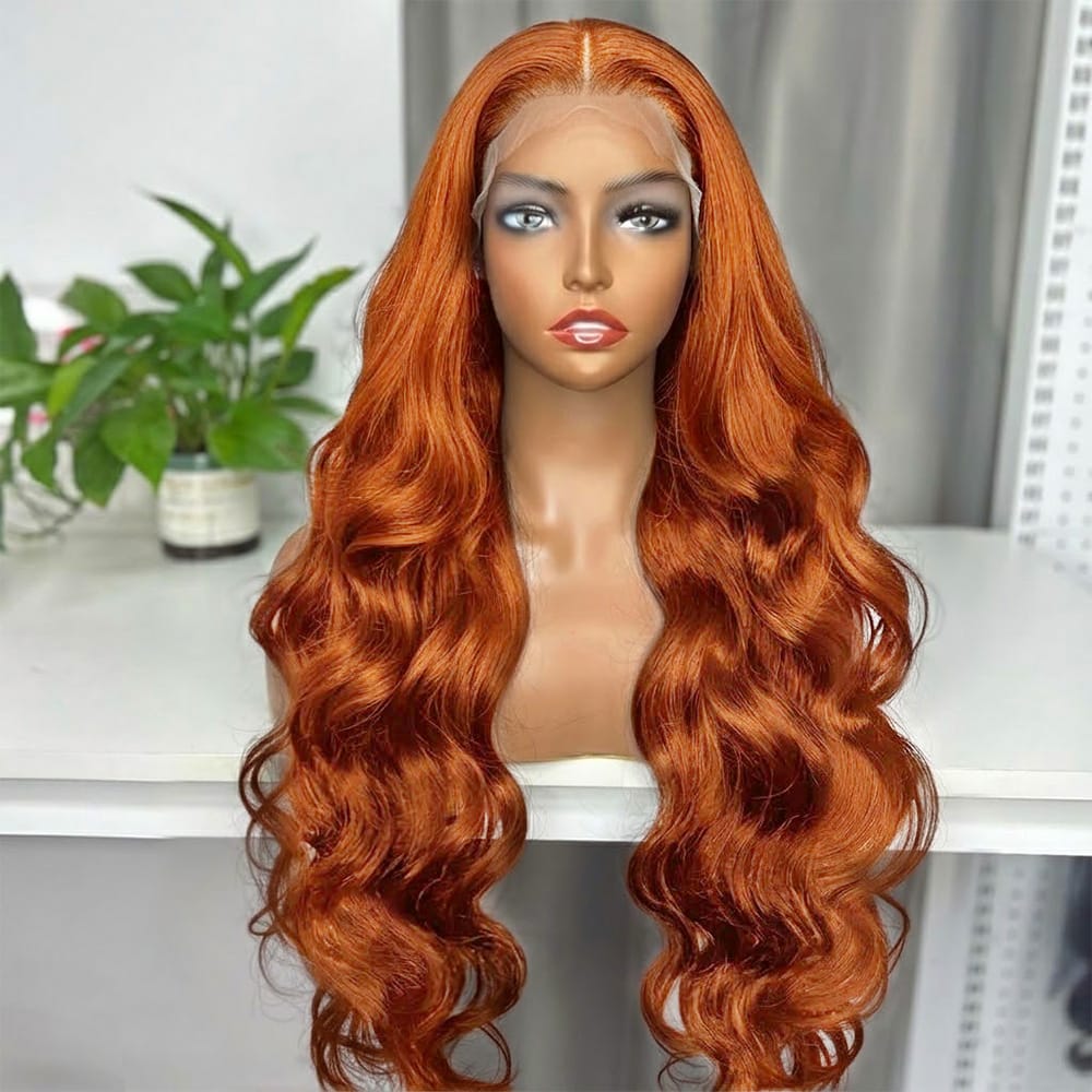 Body Wave HD Lace Super Natural Lace Frontal Human Hair Wigs Ginger Orange LINKTOWIG