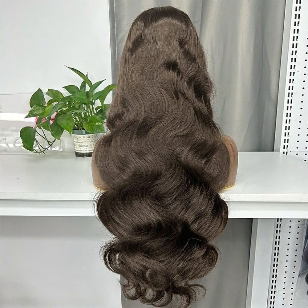 Body Wave HD Lace Super Natural Lace Frontal Human Hair Wigs Medium Chestnut Brown LINKTOWIG