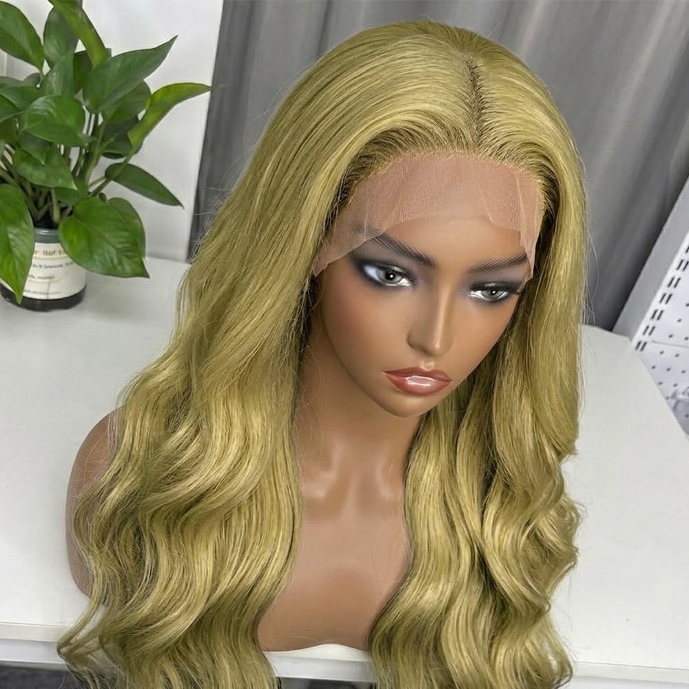 Body Wave HD Lace Super Natural Lace Frontal Human Hair Wigs Olive Green Blonde LINKTOWIG