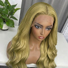 Body Wave HD Lace Super Natural Lace Frontal Human Hair Wigs Olive Green Blonde LINKTOWIG