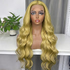 Body Wave HD Lace Super Natural Lace Frontal Human Hair Wigs Olive Green Blonde LINKTOWIG