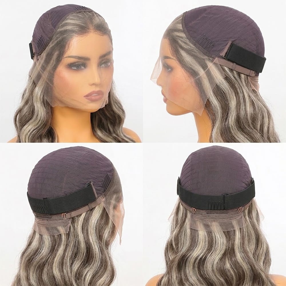 Body Wave HD Lace Super Natural Lace Frontal Human Hair Wigs Piano Highlight Silver Grey LINKTOWIG