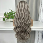 Body Wave HD Lace Super Natural Lace Frontal Human Hair Wigs Piano Highlight Silver Grey LINKTOWIG