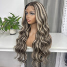 Body Wave HD Lace Super Natural Lace Frontal Human Hair Wigs Piano Highlight Silver Grey LINKTOWIG