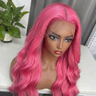 Body Wave HD Lace Super Natural Lace Frontal Human Hair Wigs pink LINKTOWIG