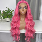 Body Wave HD Lace Super Natural Lace Frontal Human Hair Wigs pink LINKTOWIG