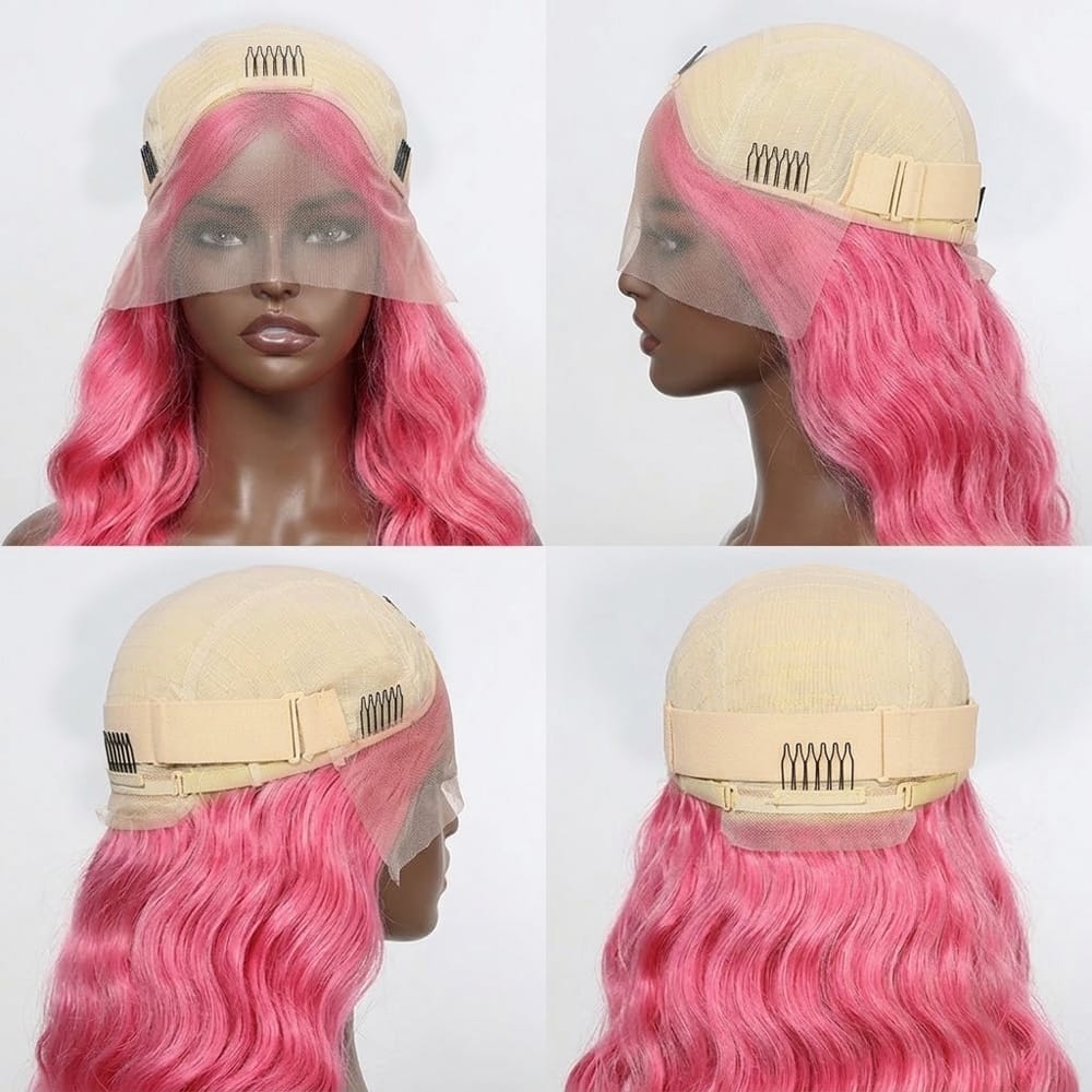 Body Wave HD Lace Super Natural Lace Frontal Human Hair Wigs pink LINKTOWIG
