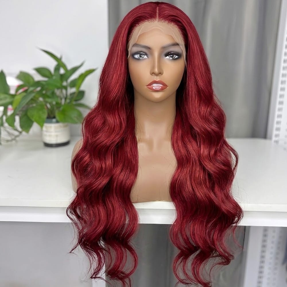 Body Wave HD Lace Super Natural Lace Frontal Human Hair Wigs Ruby Red LINKTOWIG