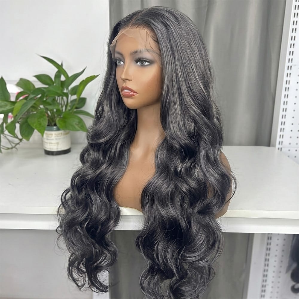 Body Wave HD Lace Super Natural Lace Frontal Human Hair Wigs Silver Grey LINKTOWIG