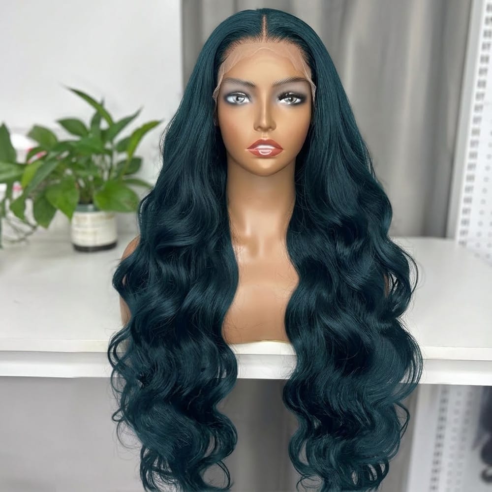 Body Wave HD Lace Super Natural Lace Frontal Human Hair Wigs Teal Green LINKTOWIG