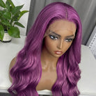Body Wave HD Lace Super Natural Lace Frontal Human Hair Wigs Violet Purple LINKTOWIG