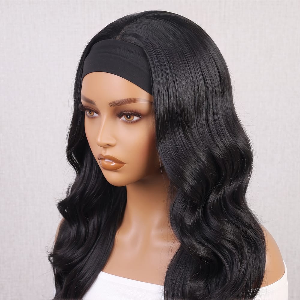 Body Wave Headband Human Hair Wig (Glueless, Ready-to-Wear) Natural Black LINKTOWIG